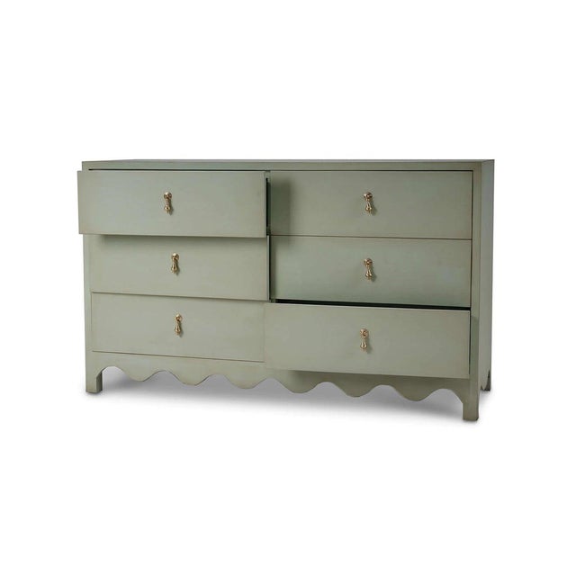 French Country Mid-Century Style Vintage Fennel Green Dresser – Open Box For Sale - Image 3 of 10