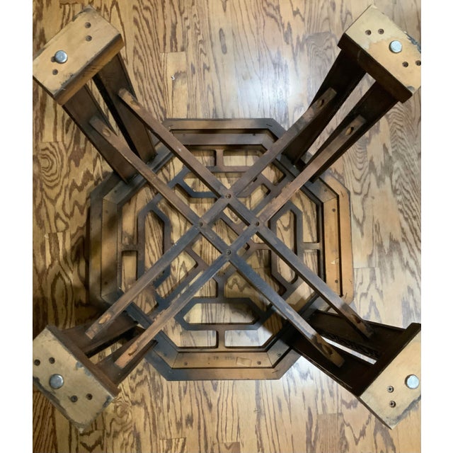 Wood Drexel Heritage Attributed Octagonal Chinese Chippendale Table Base - Glass Not Included - For Palm Beach Regency & More - See Pics! For Sale - Image 7 of 8