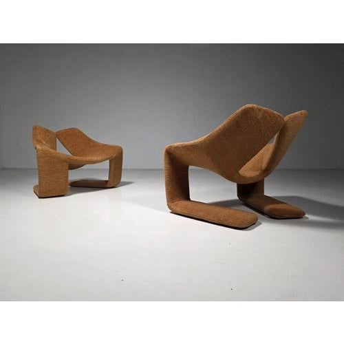 Steiner Zen Lounge Chairs by Kwok Hoi Chan in Rust Brown Chenille from Steiner, 1970s, Set of 2 For Sale - Image 4 of 8