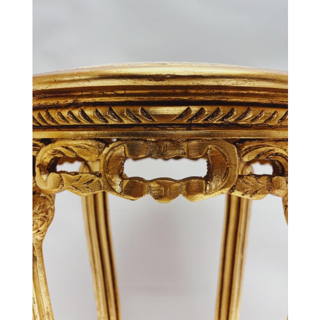 Gold Side Table with Round Marble Top from Green Square For Sale - Image 9 of 10
