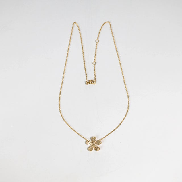 Not Yet Made - Made To Order Rocks With Soul Baguette Diamond Flower Necklace For Sale - Image 5 of 6