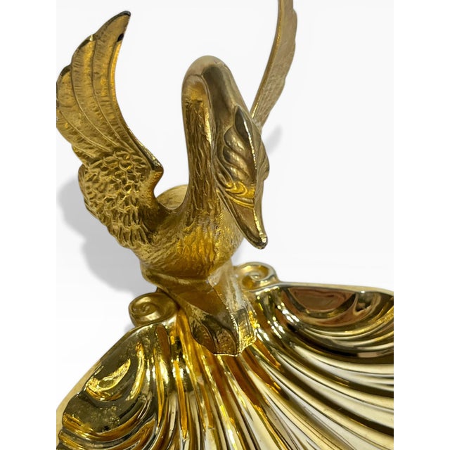 Mid 20th Century Pair of Vintage Brass Swan & Shell Soap Dishes in the Style of Sherle Wagner For Sale - Image 5 of 17
