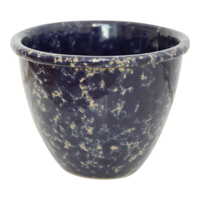 Agate Blue Spongeware/Earthenware/Pottery Bennington Pottery Bowl For Sale