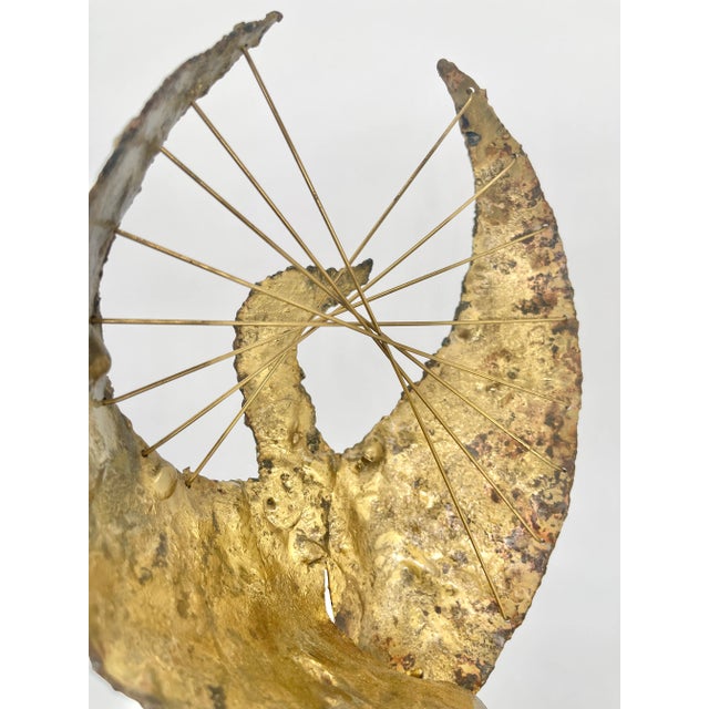 1970s Brutalist Metal Phoenix Bird Sculpture on Natural Stone For Sale - Image 11 of 12