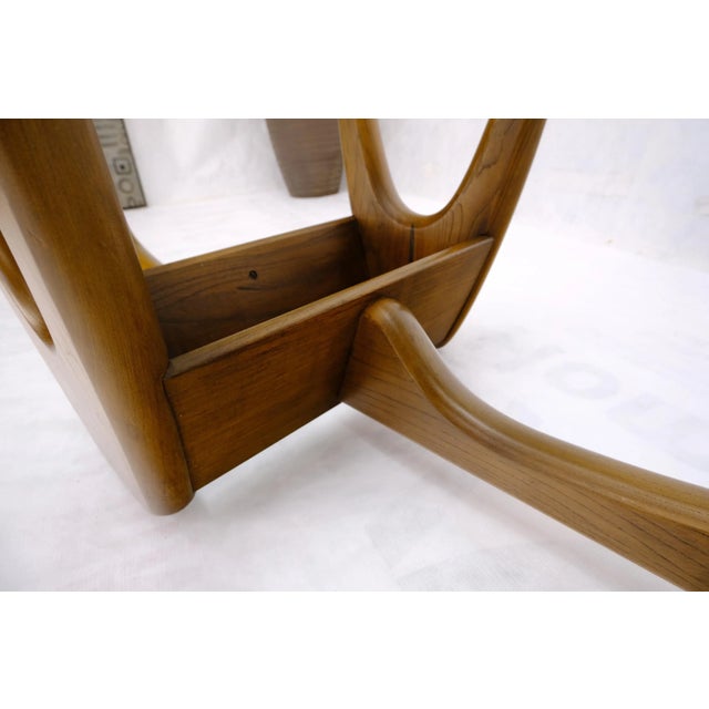 Wood Large Oval Glass Top Solid Carved Wood Coffee Table For Sale - Image 7 of 11