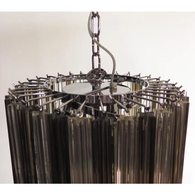 Vintage Italian Chandelier with 86 Smoked Glass Prisms, 1983 For Sale - Image 12 of 15
