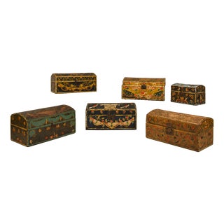 Folk Art Norman Wedding Boxes, France, 1890, Set of 6 For Sale