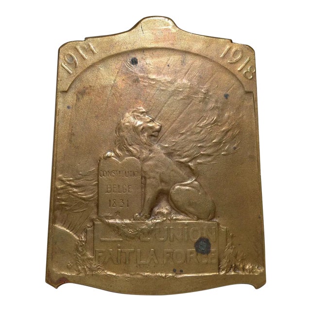 Constitution BELGE 1831 Bronze Plaque c.1918 For Sale