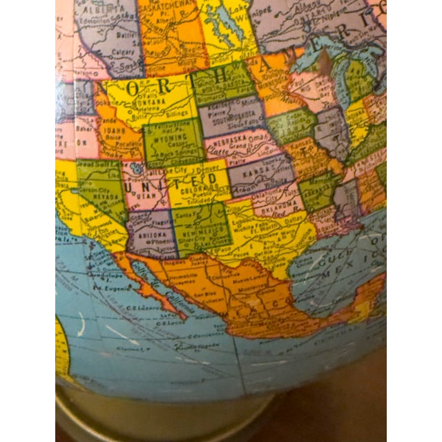 Blue Vintage Mid-Century Modern George F. Cram Co. Scholastic World Globe For Sale - Image 8 of 11