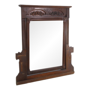 Mid 20th Century French Beveled Mahogany Carved Frame Tabletop Vanity Mirror