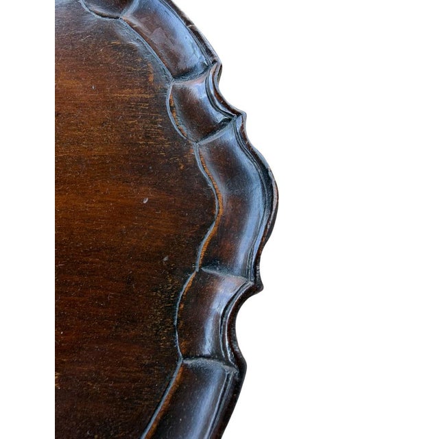 Oval Topped Piecrust Mahogany Tri Legged Side Table, 1800s For Sale - Image 10 of 11