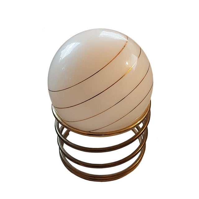 Mid-Century Modern Hollywood Regency Glass Globe Table Lamp from Massive, Belgium For Sale - Image 3 of 7