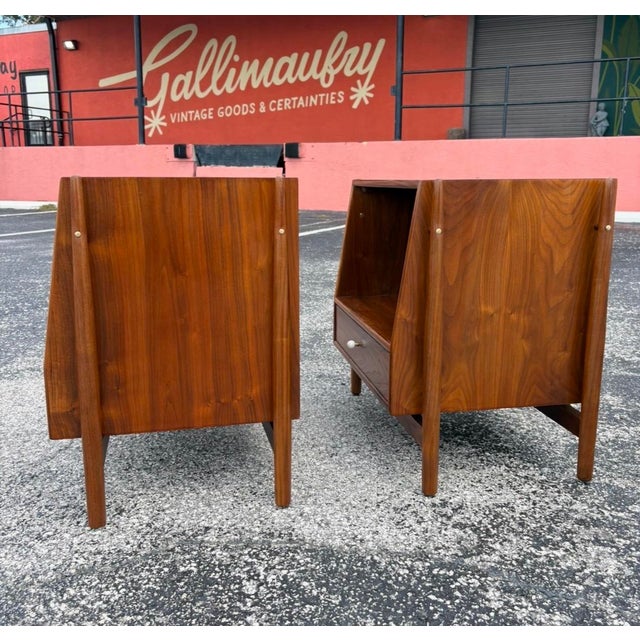 Wood Fully-Refinished Mid Century Drexel Declaration Nightstand Pair For Sale - Image 7 of 13