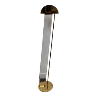 Frederick Raymond 1986 Mid-Century Modern Hollywood Regency Lucite & Brass Uplighter Floor Lamp For Sale