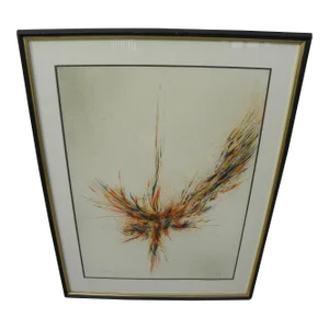 Mid Century Modern Lithograph Pencil Signed Mexican Art by Leonardo Nierman (1932-)