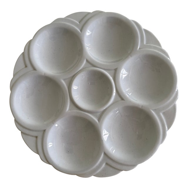 1910s French Art Deco Sareggemines Oyster Plate in Pale Blue, 6 Available For Sale