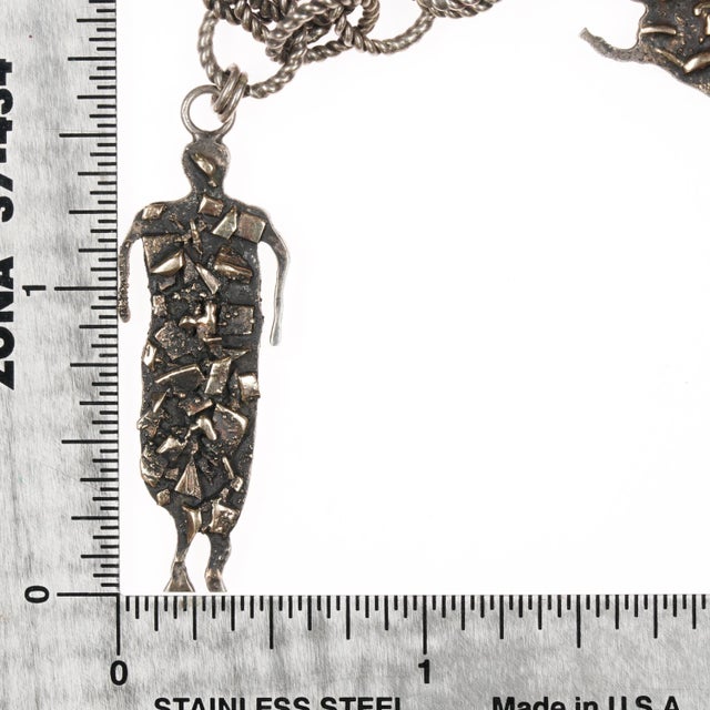 Metal Lyndon B Tsosie Navajo 14k/sterling Tufa cast brutalist dancers necklace For Sale - Image 7 of 10
