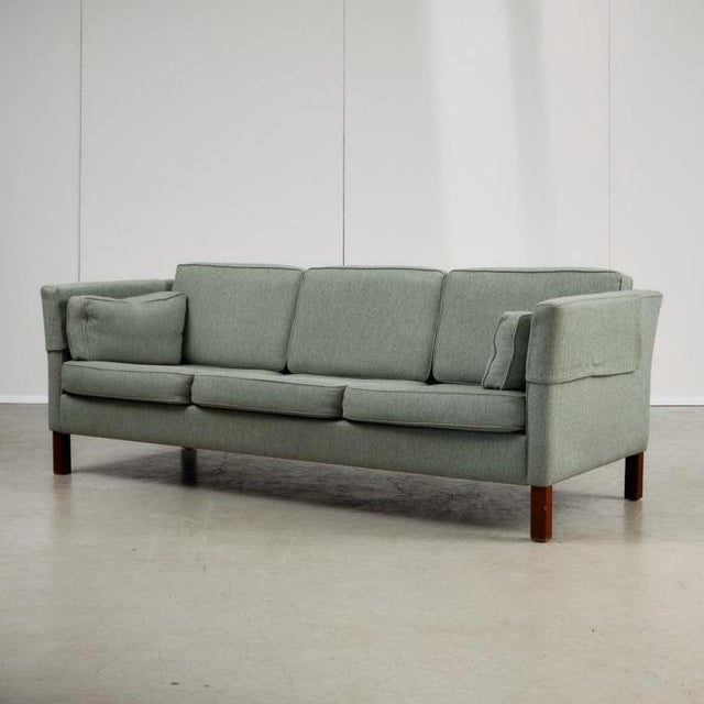 Mid-Century Cherry Wood Three-Seater Sofa For Sale - Image 17 of 17