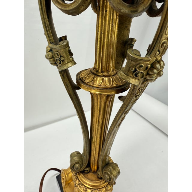 Neoclassical Parcel-Gilt and Patinated Bronze Tripod Zoomorphic Lamps C. 1900 Attributed to Edward F. Caldwell & Co. For Sale - Image 14 of 17