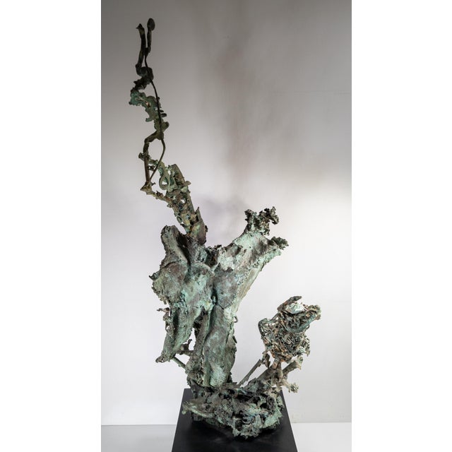 Wood Mid-Century Modernist Abstract Brutalist Verdigris Copper Sculpture Mold of Ant Hill Colony For Sale - Image 7 of 16