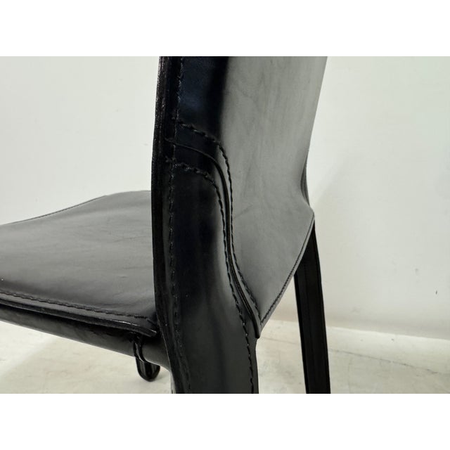 Vintage Black Leather Cab Dining Chairs by Mario Bellini for Cassina, 2000s, Set of 6 For Sale - Image 3 of 18