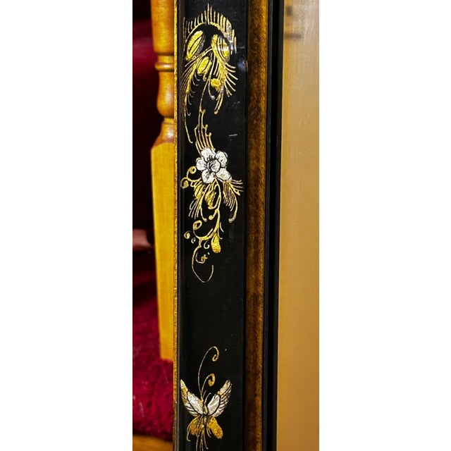 Vintage Friedman Brothers Chinoiserie Black Lacquer & Gold Pagoda Motif Wall Mirror, Circa 1960s-1980s For Sale In Baltimore - Image 6 of 12
