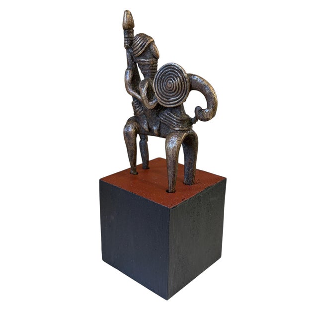 Vintage African Dogon Bronze Horseman Cast Handmade Mali 5.5" H For Sale - Image 4 of 7