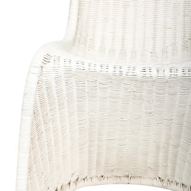 Wood Modern Wicker Side Chair in White - a Pair For Sale - Image 7 of 9