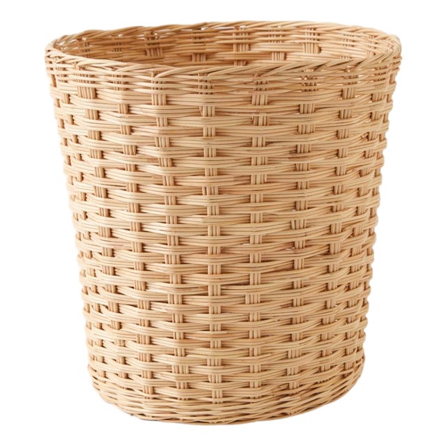 Hand Woven Wastepaper Basket For Sale