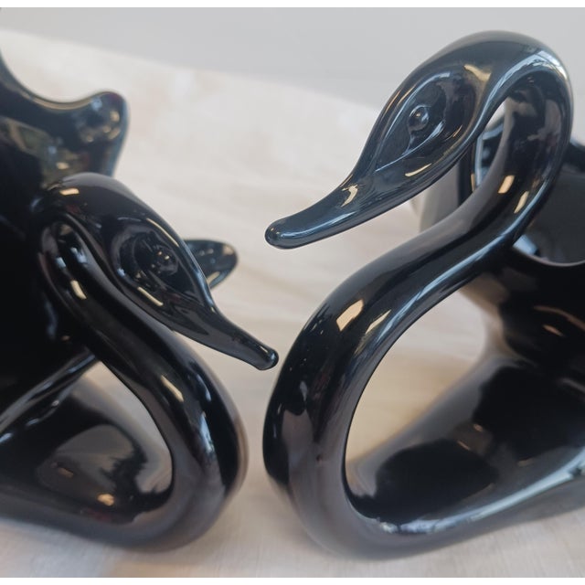 Black Mid-Century Murano Black Amethyst Glass Graduated Swan Set For Sale - Image 8 of 8