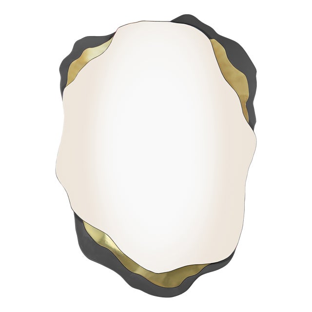 Arizona Mirror in Anthracite Lacquered and Polished Brass by InsidherLand For Sale