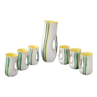 Vintage Ceramic Orangeade Service, 1950s, Set of 8 For Sale