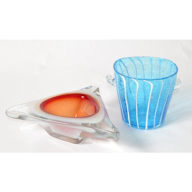 Murano Murano Glass Ferro & Lazzarini Triple Cased White Orange Clear Catchall Bowl 60s For Sale - Image 4 of 13