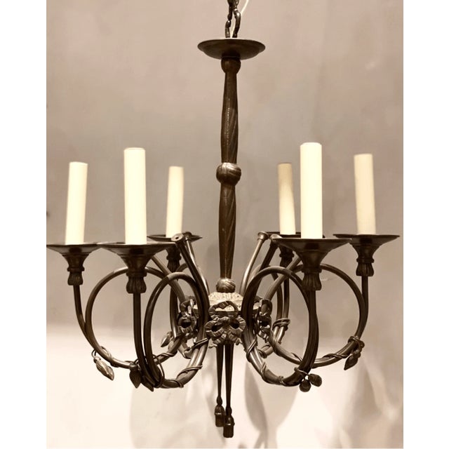 Metal Vintage Bronze Neoclassical Style Chandelier Huanting Horn Design For Sale - Image 7 of 7