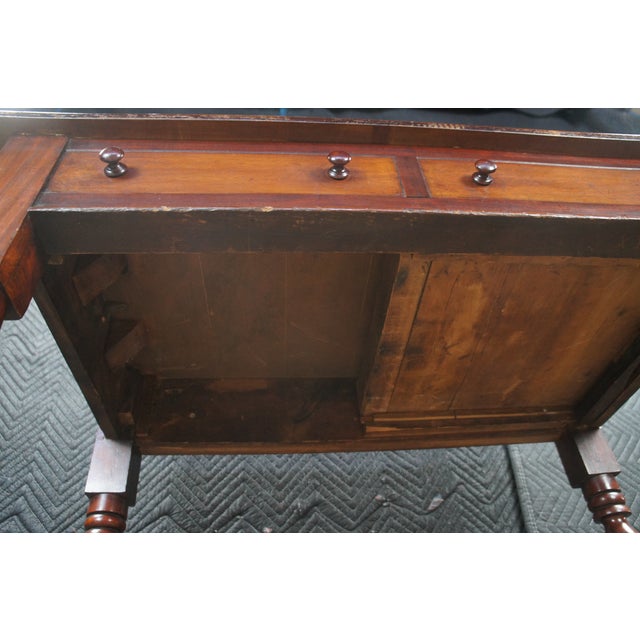 Antique Victorian William IV Mahogany Tooled Leather Writing Table Desk Console For Sale - Image 14 of 16