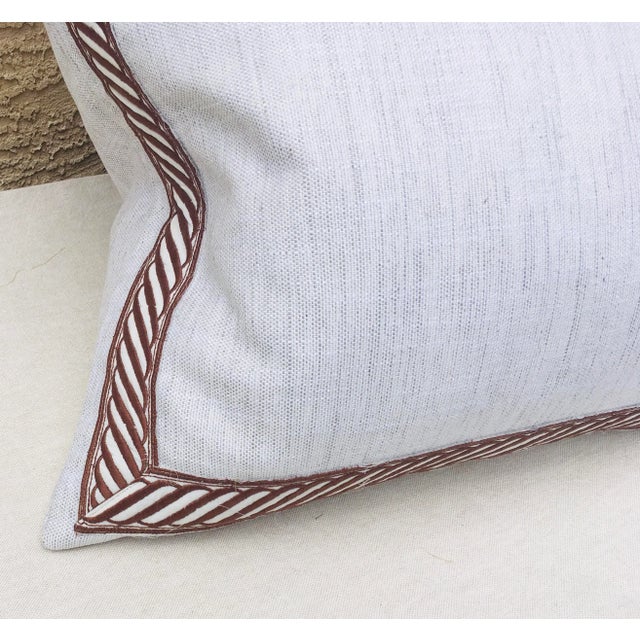 Banded Belgian Linen Pillows - a Pair. For Sale - Image 4 of 9