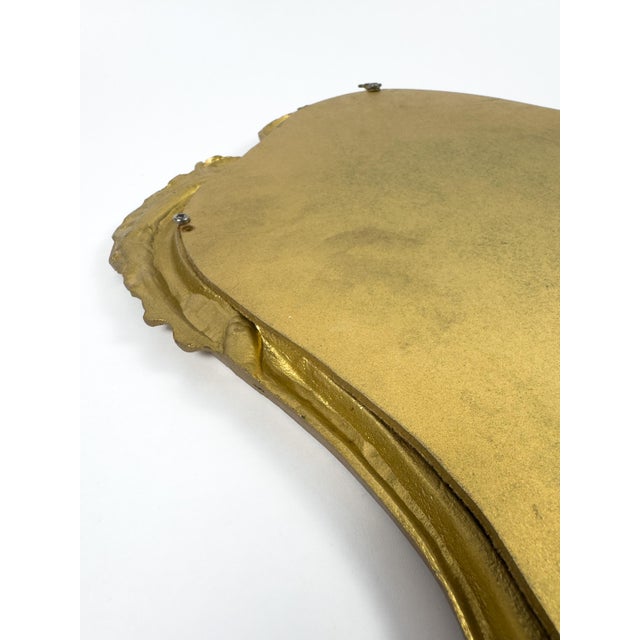 Vintage Rococo Baroque Style Gilt Metal Wall Mirror With Ornate Frame For Sale - Image 11 of 17