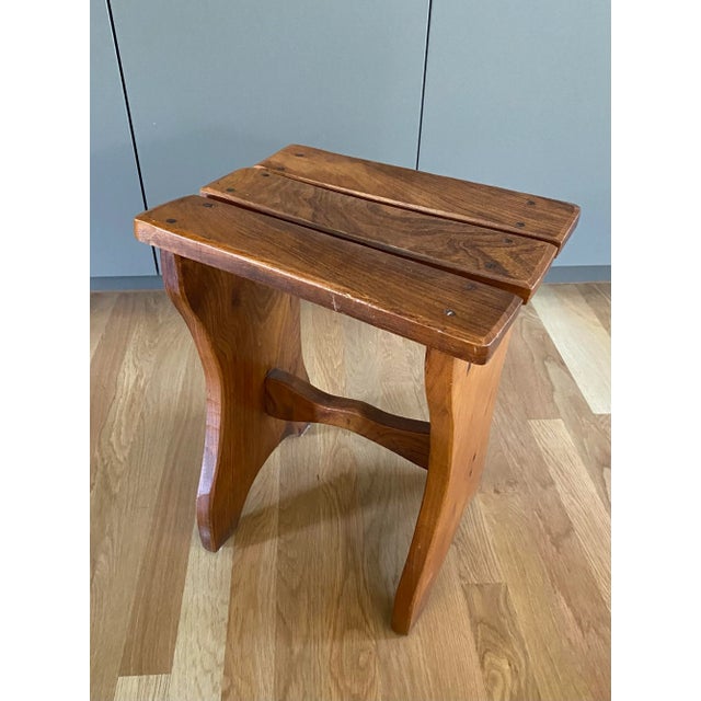 Pair of Slatted British Pub Low Stools For Sale - Image 10 of 13