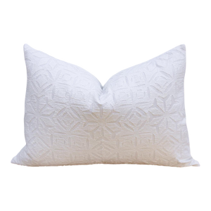 Linen Mist Lumbar Applique Pillow Cover