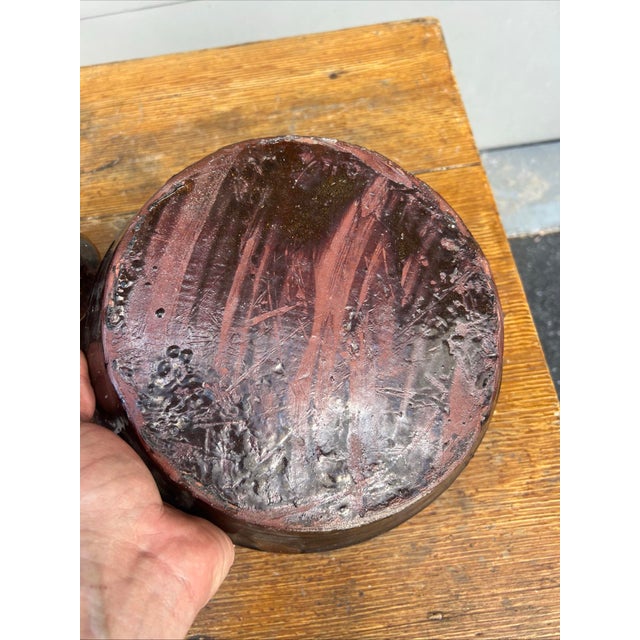 Antique Redware Korean Traditional Onggi Fermentation Jar, With Lid, Circa 1920’s For Sale - Image 9 of 12