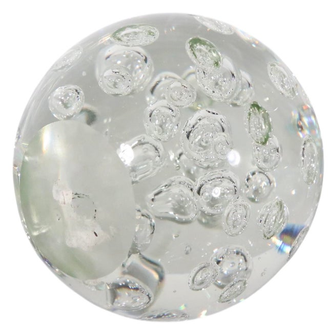 Mid-Century Modern Late 20th Century Controlled Bubble Glass Paperweight For Sale - Image 3 of 5