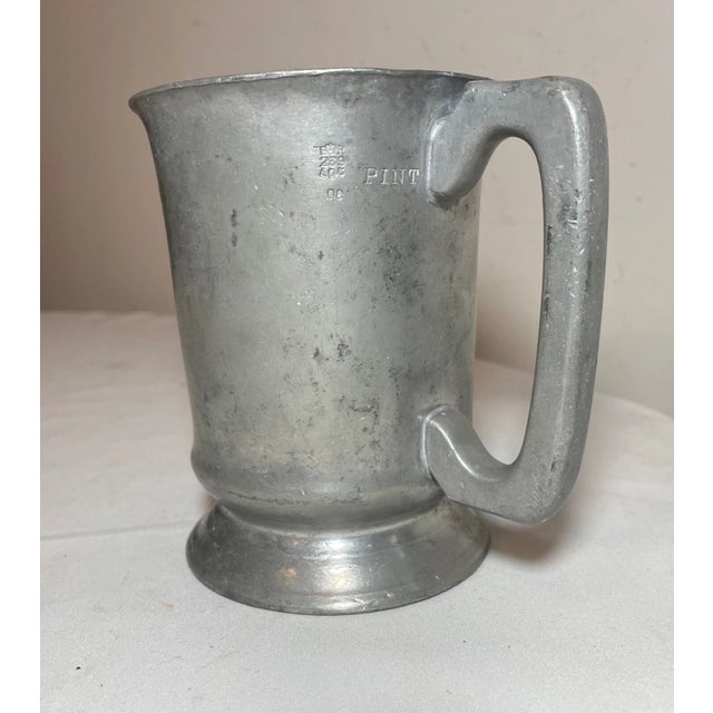 Gray Share Antique Buckley & Beach English 1890's Handmade Pewter Beer Mug Stein Weaver Arm For Sale - Image 8 of 10
