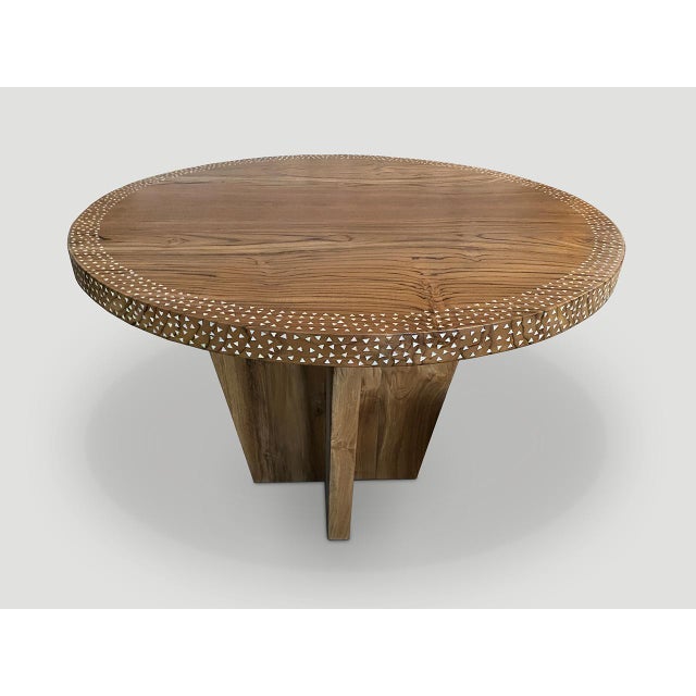 Andrianna Shamaris Round Shell Inlaid Dining Table or Entrance Table For Sale In New York - Image 6 of 18