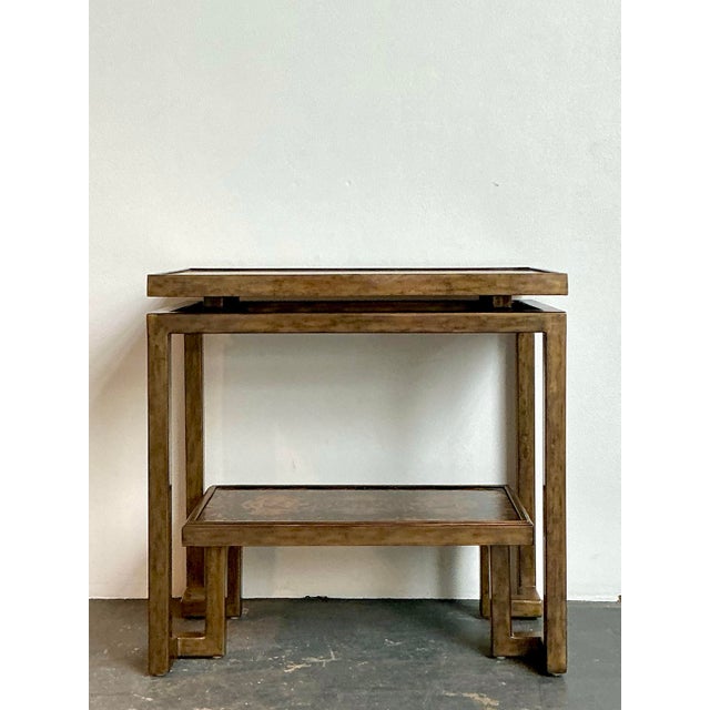 Vintage Burnished Brass Bi-Level Console Table For Sale - Image 11 of 12