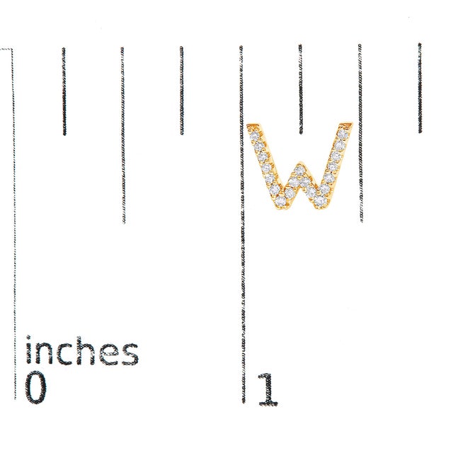 Early 21st Century 10K Yellow Gold 1/10 Cttw Diamond 'W' Initial Stud Earring For Sale - Image 5 of 5