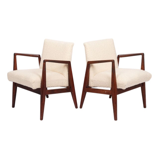 Mid Century Cream Upholstered Lounge Chairs by Jens Risom, 1960s For Sale