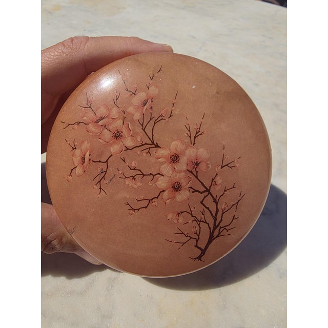 Round Pink Alabaster Jewelry Box, 1960s For Sale - Image 3 of 7