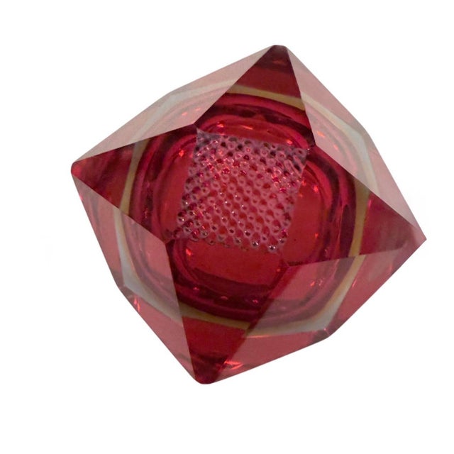 Mid-Century Modern Murano Sommerso Glass Bowl. Red, Green, Blue, Clear. Sticker Present. For Sale - Image 3 of 4