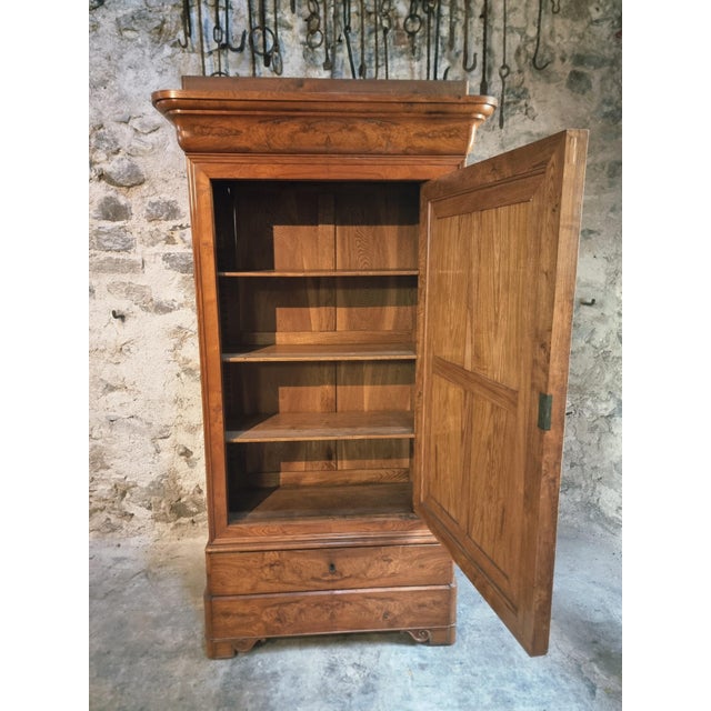 Wood Antique French Louis Philippe Wardrobe in Elm and Oak, 1800s For Sale - Image 7 of 16