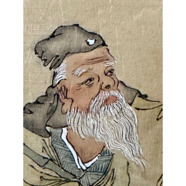 Textile Set of Four Chinese Paintings in Rosewood Frames, Signed, 19th Century For Sale - Image 7 of 18